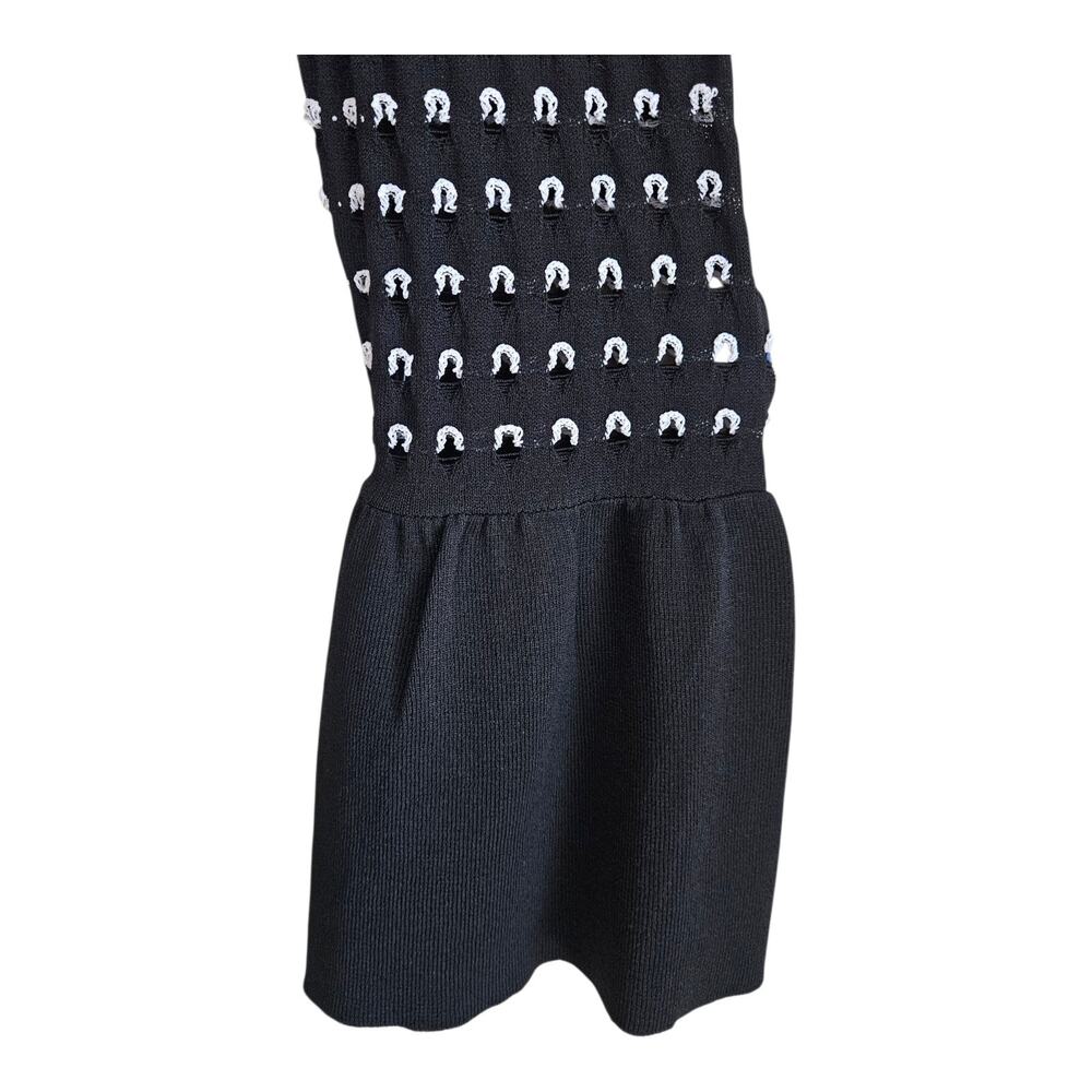 RACHEL ROY Women's L XL Sweater Black White Open Weave Bell Cuff 38" NEW - Picture 6 of 9